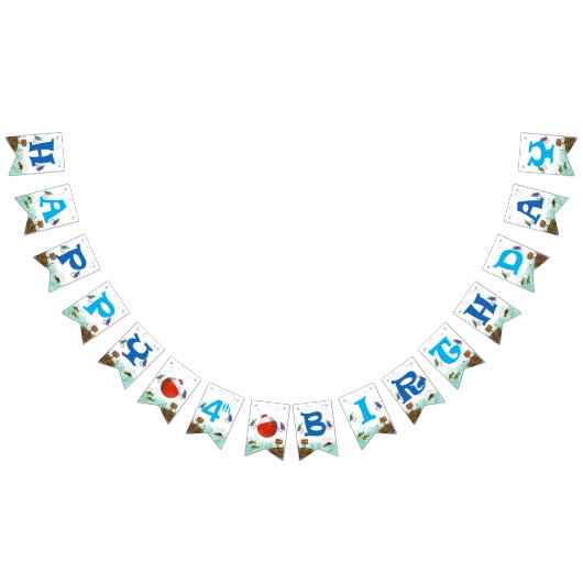 Jongens 4e verjaardag Gevist thema Happy Birthday Vlaggetjes (Alle)