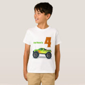 Jongens 4e Verjaardag MONSTER TRUCK Naam toevoegen T-shirt (Voorkant volledig)