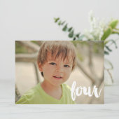 Jongens 4e verjaardag nummer vier foto-overlay kaart (Staand voorkant)