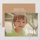 Jongens 4e verjaardag nummer vier foto-overlay kaart (Voorkant / Achterkant)