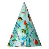 Jongens 4e verjaardag o-vis-ally vissen thema feesthoedjes (Achterkant)