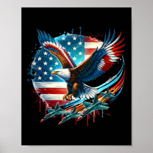 Jongens 4th of July Amerikaanse Bald Eagle Vlag Vl Poster