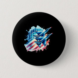 Jongens 4th of July Amerikaanse Vlag Fighter Jet 2 Ronde Button 5,7 Cm