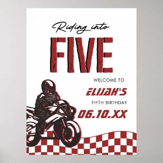 Jongens 5e Motorcross Dirt Bike Verjaardag Poster (Voorkant)