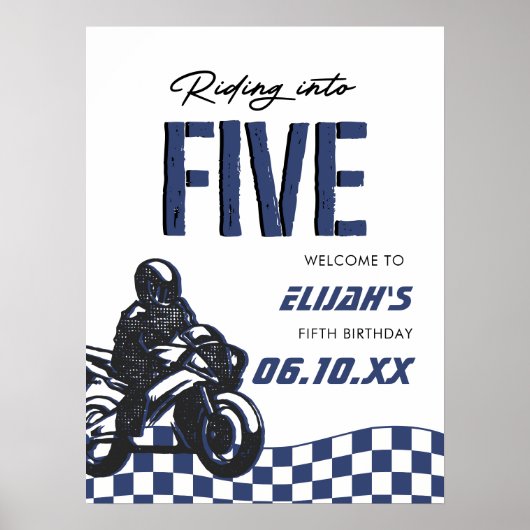 Jongens 5e Motorcross Dirt Bike Verjaardag Poster (Voorkant)