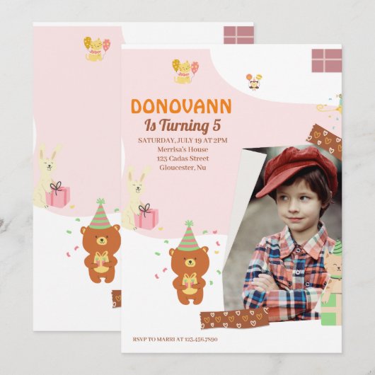 Jongens 5e verjaardag, Kaarten voor primaire kleur (Voorkant / Achterkant)