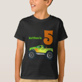 Jongens 5e verjaardag MONSTER TRUCK Naam toevoegen T-shirt (Voorkant)