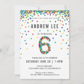 Jongens 6e verjaardag, Confetti voor primaire kleu Kaart (Voorkant)