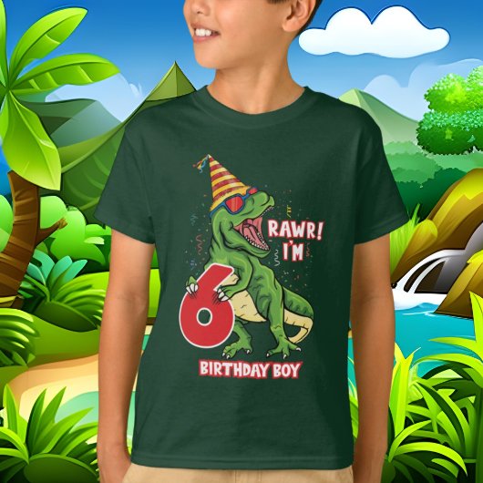 jongens 6th Birthday dinosaur T-shirt
