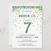 Jongens 7e verjaardag, primaire kleur Confetti Kaart (Voorkant)