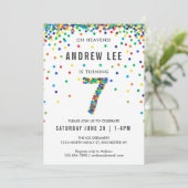 Jongens 7e verjaardag, primaire kleur Confetti Kaart (Staand voorkant)