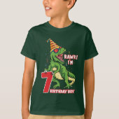 jongens 7th Birthday dinosaur T-shirt (Voorkant)