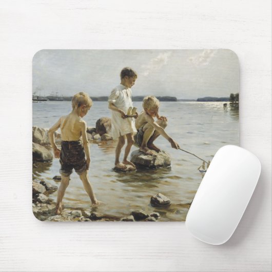 Jongens aan het spelen op het strand (van Albert E Muismat (Met muis)