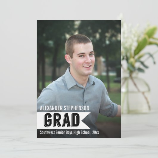 Jongens Aangepaste banner Foto-Afstuderen Kaart (Staand voorkant)