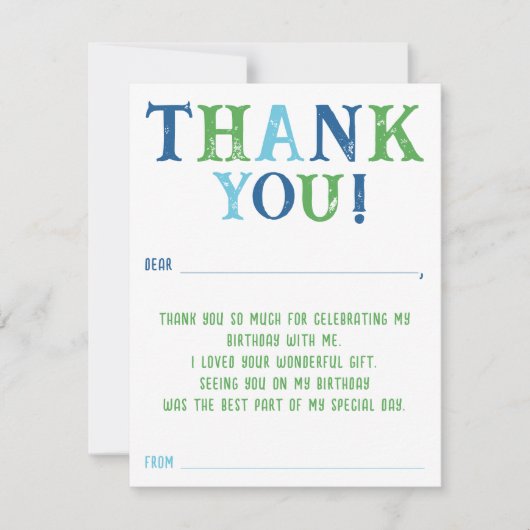 Jongens Aangepaste Gestreepte In te vullen Verjaar Notitiekaartje (Voorkant)