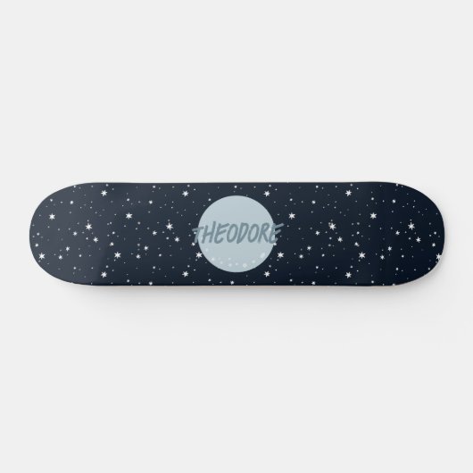 Jongens aangepaste naam maansterren ruimte kinder persoonlijk skateboard (Horizontaal)