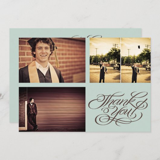 Jongens Afstuderen BEDANKT Fotokaart Aankondiging (Voorkant / Achterkant)