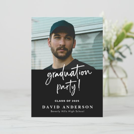 Jongens Afstuderen uitnodiging Klasse van 2025 (Staand voorkant)