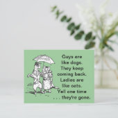 Jongens als honden - katten als Humor voor dames Briefkaart (Staand voorkant)