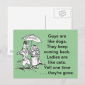Jongens als honden - katten als Humor voor dames Briefkaart (Voorkant / Achterkant)