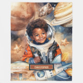 Jongens Astronaut Blanket Black Skin Space Waterve Fleece Deken (Voorkant)