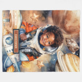 Jongens Astronaut Blanket Black Skin Space Waterve Fleece Deken (Voorkant (Horizontaal))