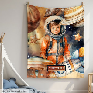 Jongens Astronaut Deken Gepersonaliseerde Ruimtepl