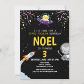 Jongens Astronaut Kat Zwart Kinderen Verjaardag Kaart (Voorkant)