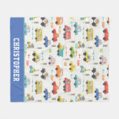 Jongens auto's met roltrap met naam fleece deken (Voorkant (Horizontaal))