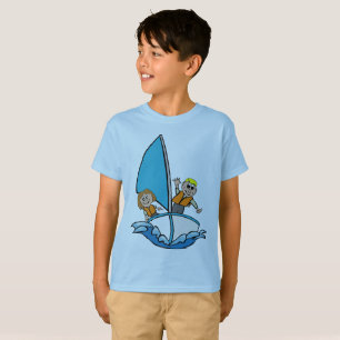 Jongens Avontuur Zeilboot Grafisch T-Shirt - Blauw