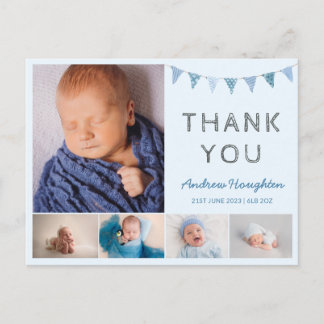 Jongens baby blauw geboorte aankondiging kaart fot