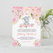 Jongens Baby Elephant Baby Shower Invitations Kaart (Staand voorkant)