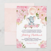 Jongens Baby Elephant Baby Shower Invitations Kaart (Voorkant / Achterkant)