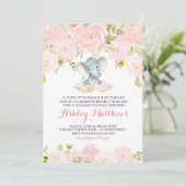 Jongens Baby Elephant Baby Shower Invitations Kaart (Staand voorkant)