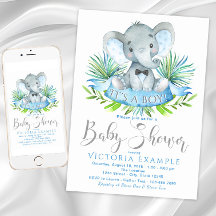 Jongens Baby Elephant Baby Shower-uitvindingen