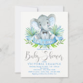 Jongens Baby Elephant Baby Shower-uitvindingen Kaart (Voorkant)
