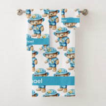 Jongens baby- en peuterbadhanddoekenset | Aangepas