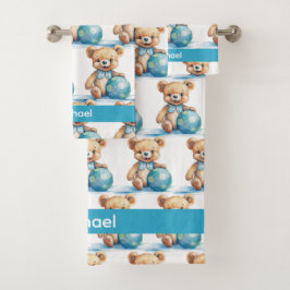 Jongens baby- en peuterbadhanddoekenset | Aangepas Bad Handdoek