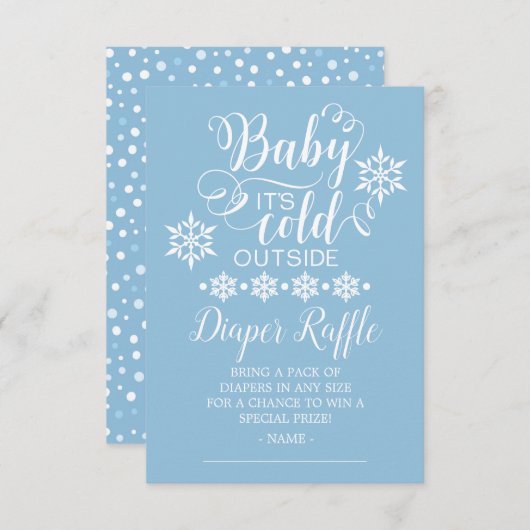 Jongens Baby Het is koud buiten Luier Raffle Kaart (Voorkant / Achterkant)