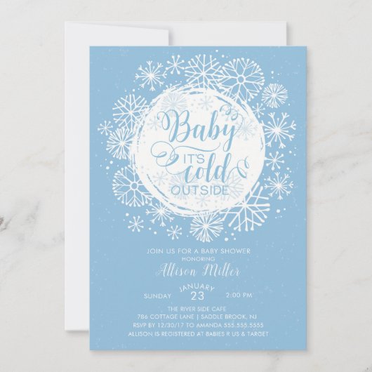 Jongens Baby Het is koud buiten Uitnodiging (Voorkant)