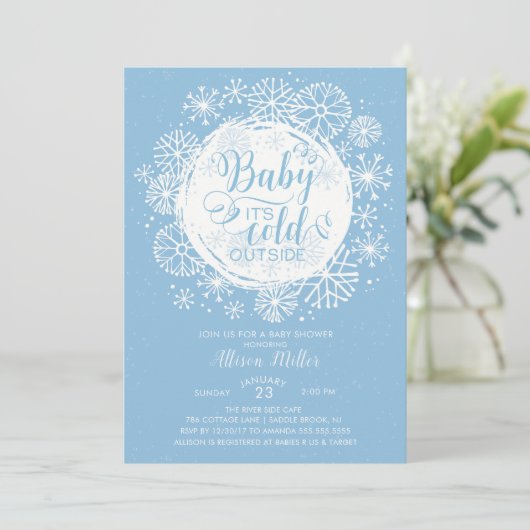 Jongens Baby Het is koud buiten Uitnodiging (Staand voorkant)