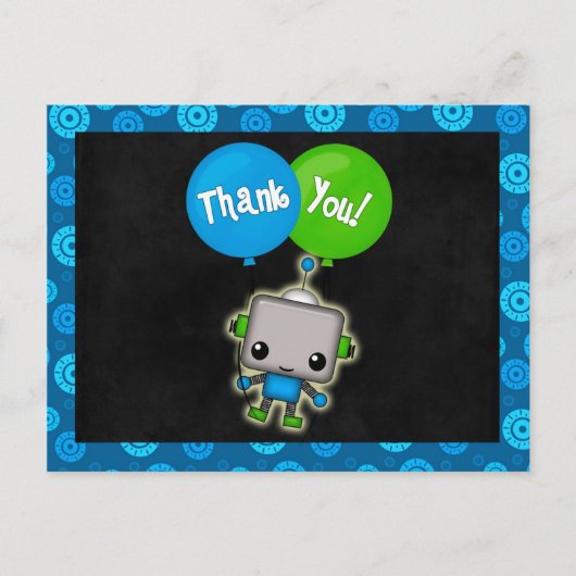 Jongens Baby Robot Bedankt Kaarten Briefkaarten 07 (Voorkant)
