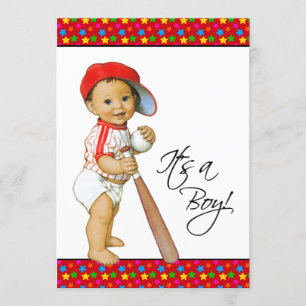 Jongens Baby shower Baseball Red Blue Kaart