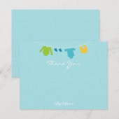 Jongens Baby shower Bedankt Opmerking Notitiekaartje (Voorkant / Achterkant)