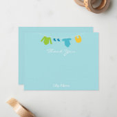 Jongens Baby shower Bedankt Opmerking Notitiekaartje (Voorkant / Achterkant in situ)