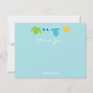Jongens Baby shower Bedankt Opmerking Notitiekaartje
