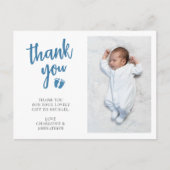 Jongens Baby shower Foto Dank je wel Briefkaart (Voorkant)