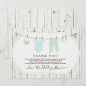 Jongens Baby shower Hartelijk dank - Rustisch Bedankkaart (Voorkant / Achterkant)