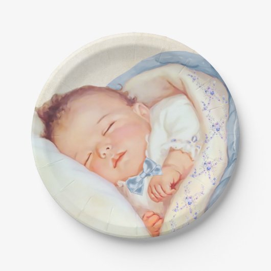 Jongens  Baby shower Papieren Bordje (Voorkant)