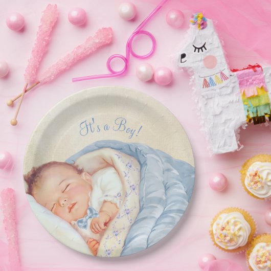 Jongens  Baby shower Papieren Bordje (Feest)